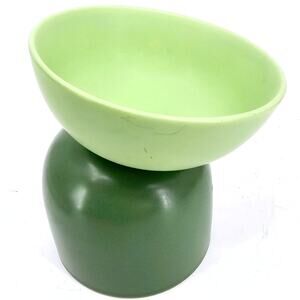 MS!MAKE SURE Elevated Cat Food Bowl Protecting Spine Green Ceramic